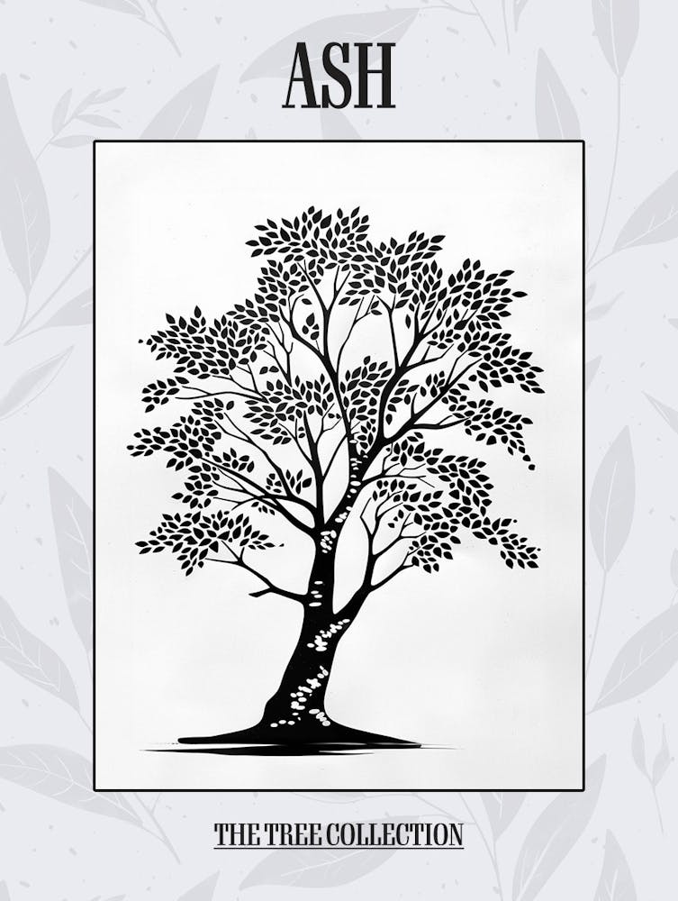 Ash Tree Simple Geometric Nature Stencil 1 Poster