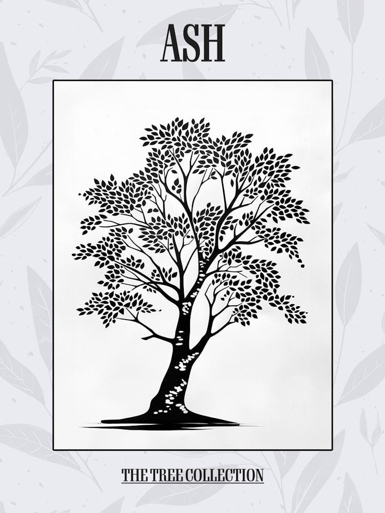 Ash Tree Simple Geometric Nature Stencil 1 Poster