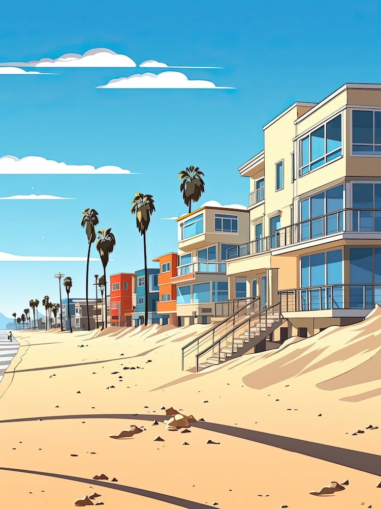 Venice Beach Kalifornien, USA, Flache Illustration 1