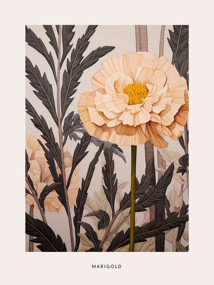 Flower Illustration Marigold 3 Poster