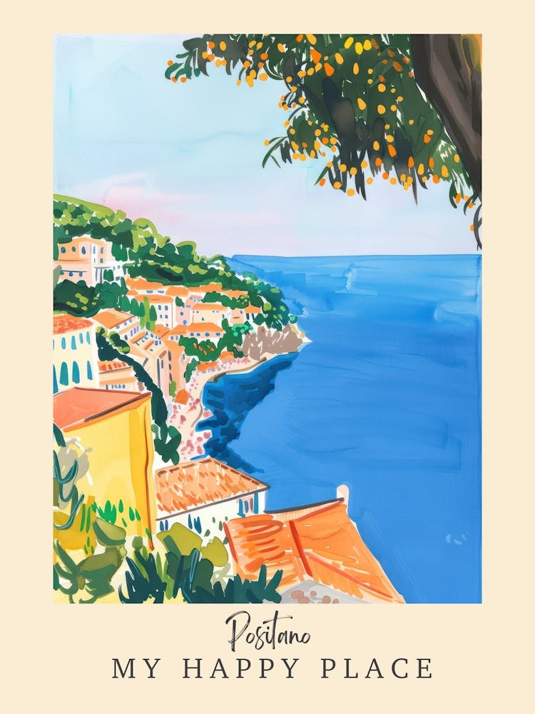 My Happy Place Positano 3 Travel Poster