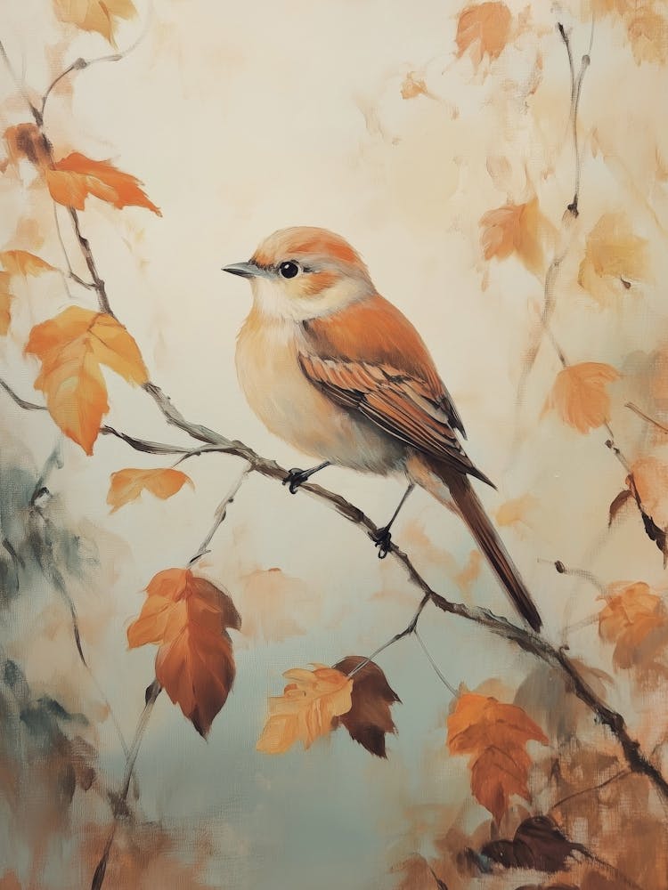 Autumn Bird on Tree Branches