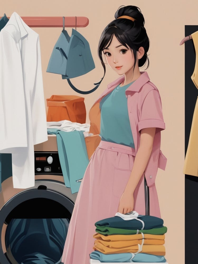 Asian Girl With Clothes