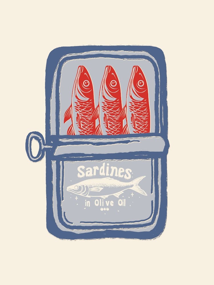 Tin Of Sardines Retro Kitchen Wall Art Fisherman Aesthetic Fish Decor