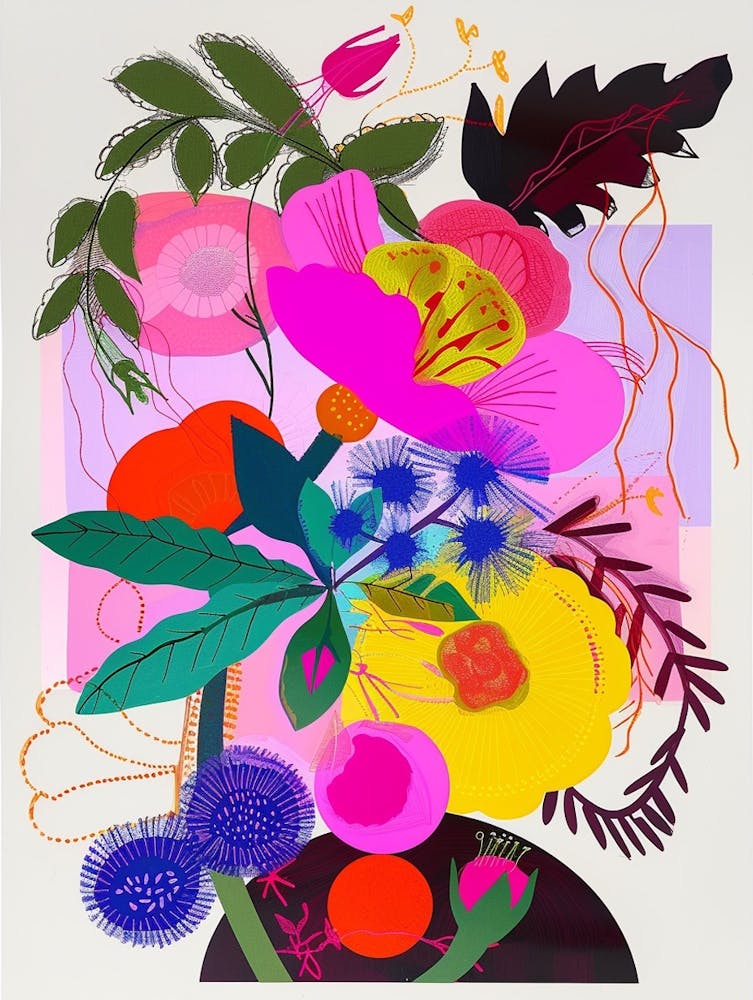 Ranunculus 1 Neon Flower Collage