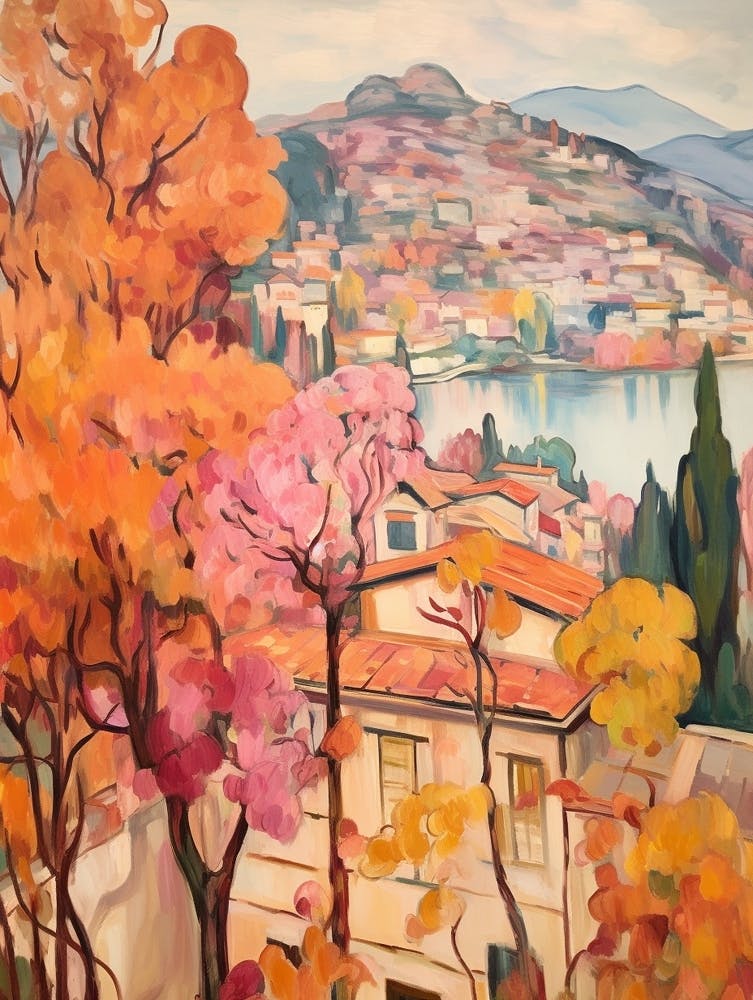 Autumn Gardens Painting Villa Carlotta Italy 2