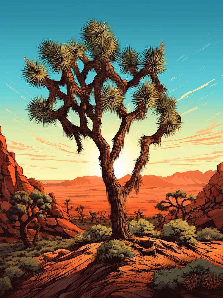  Retro Illustration Of A Joshua Tree In Mountain 5