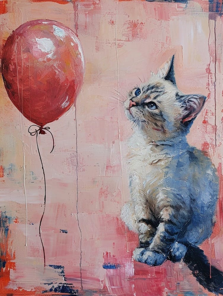 Cute Cat 1 With Balloon