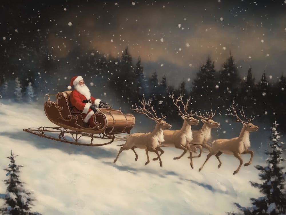 Santa Claus And Reindeer