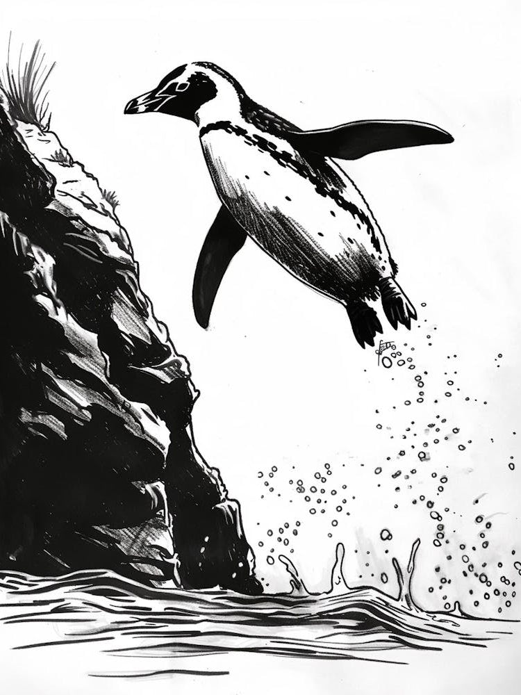 Emperor Penguin Diving Into The Water 2