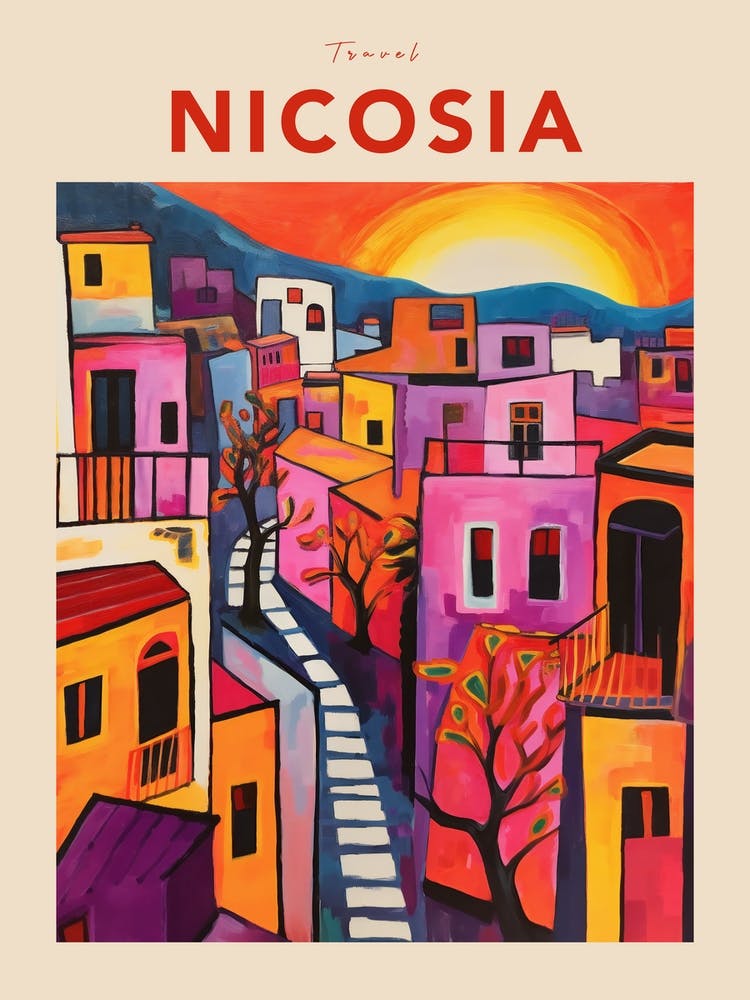 Nicosia Cyprus 4 Fauvist Travel Poster