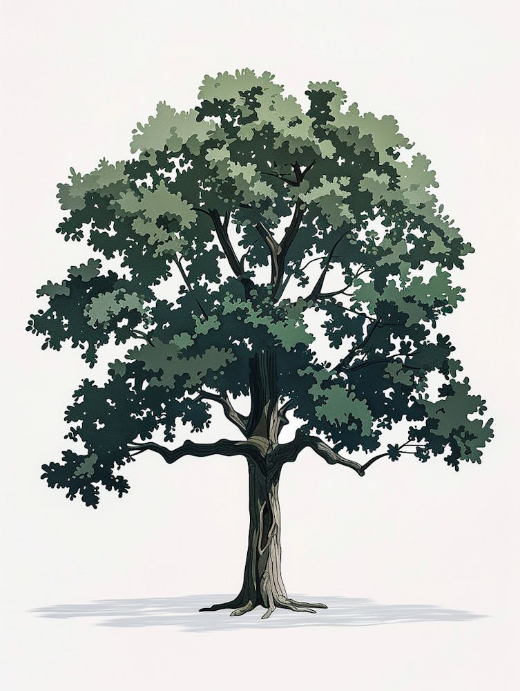 Oak Tree Pixel Illustration 4