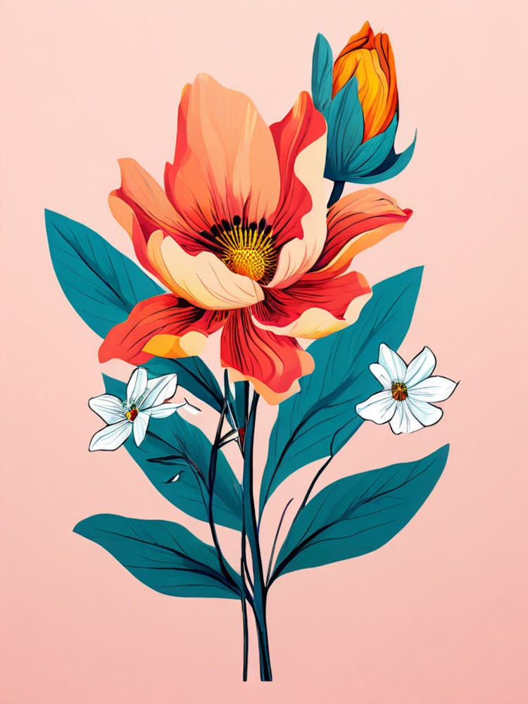Flowers On A Pink Background 9