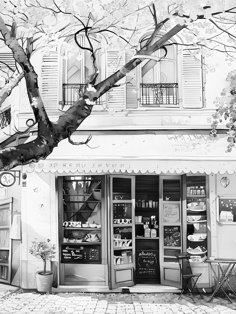 Black And White Of A Cafe
