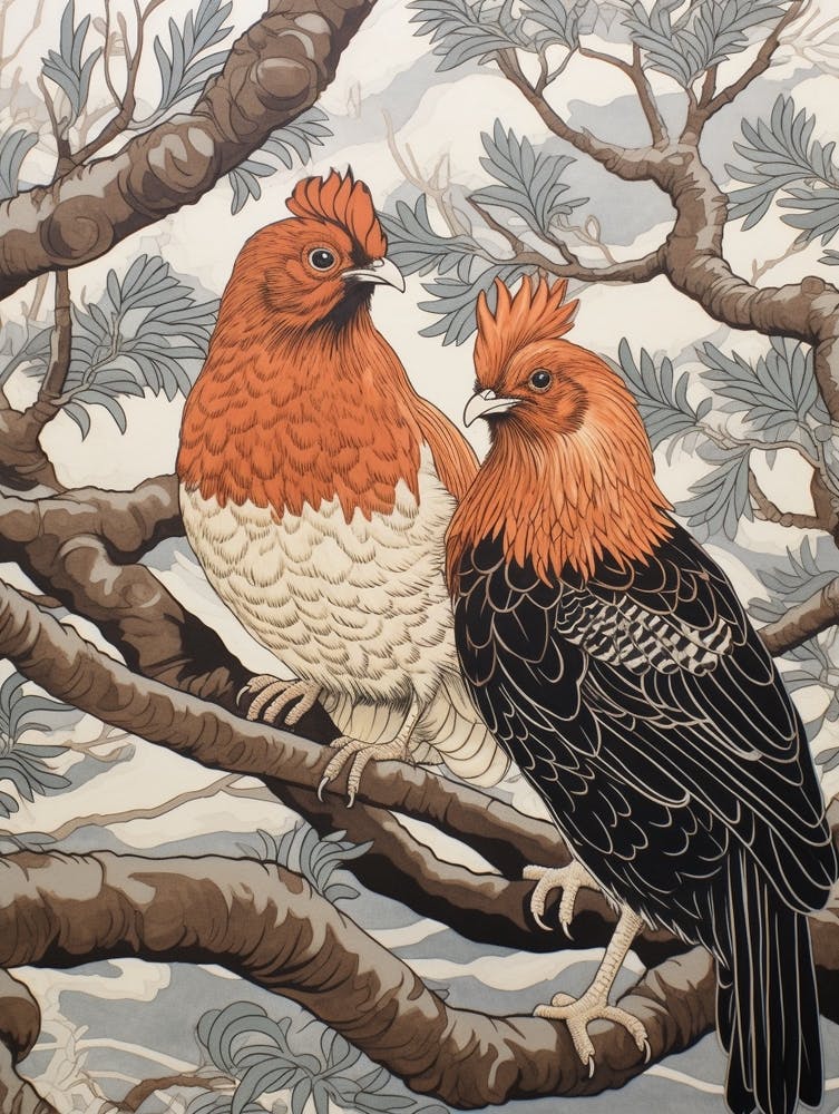 Art Nouveau Birds Poster Chicken 5