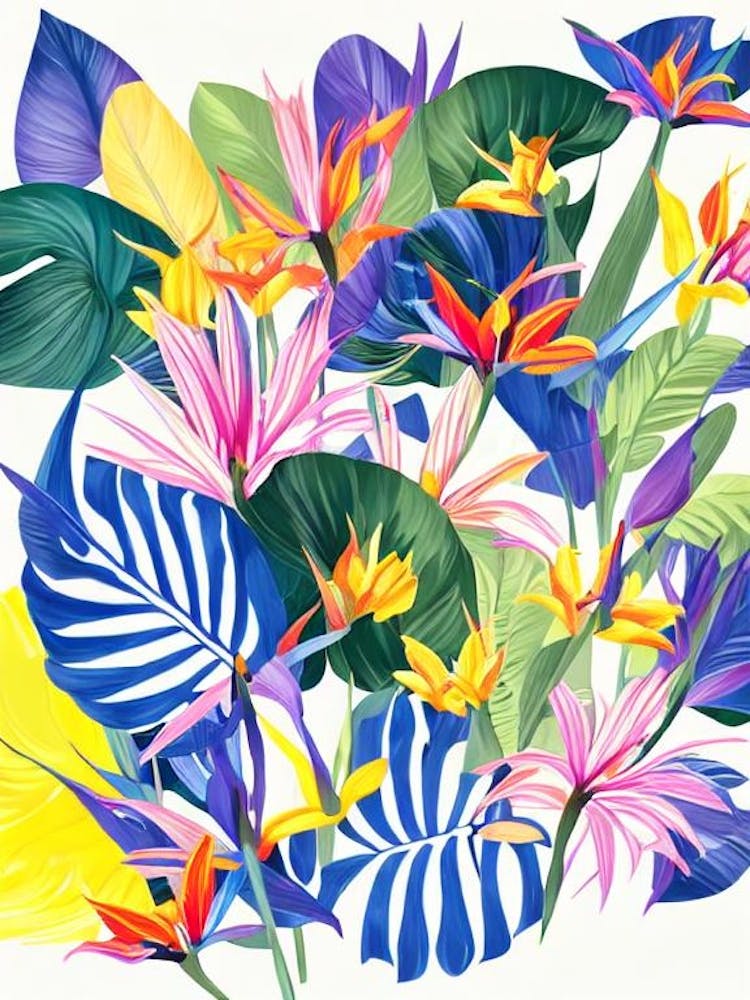 Bird Of Paradise 3 Modern Colourful Flower