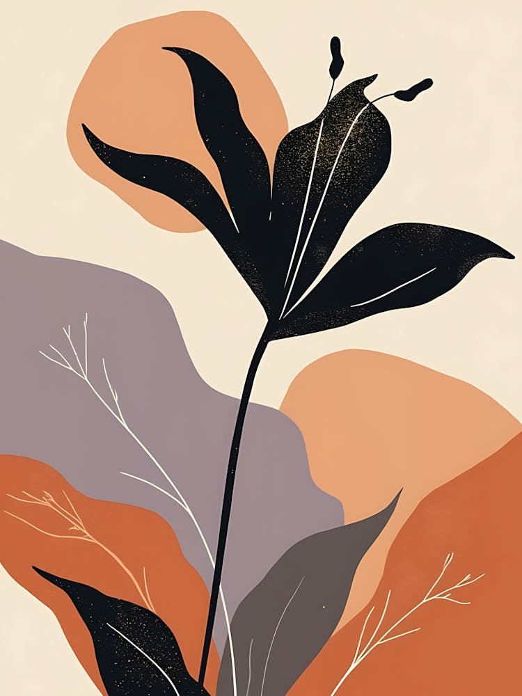 Faded Leaf Motif in Warm Earth Tones