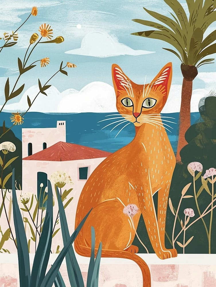 Abyssinian Cat Storybook Illustration 1