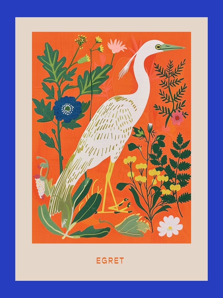 Spring Birds Poster Egret 3