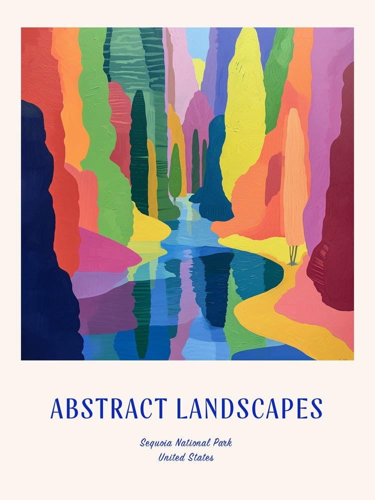 Colourful Abstract Sequoia National Park Usa 3 Poster Blue