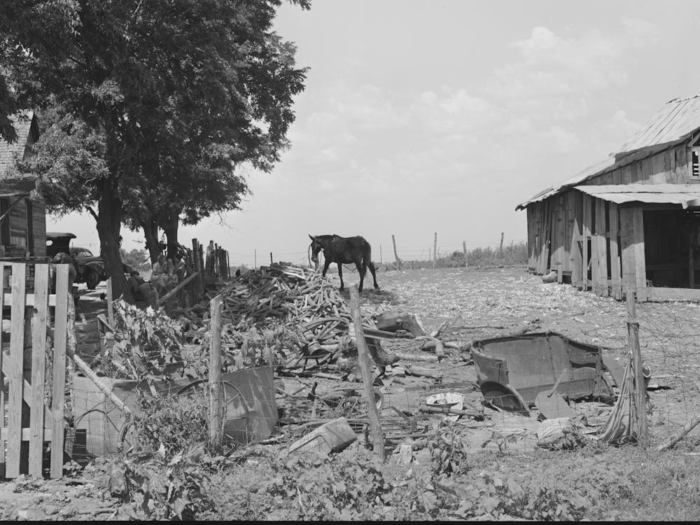 Barnyard Of Tenant Farmer Near Muskogee, Oklahoma, Refer To General Caption Number 20 By Russell Lee