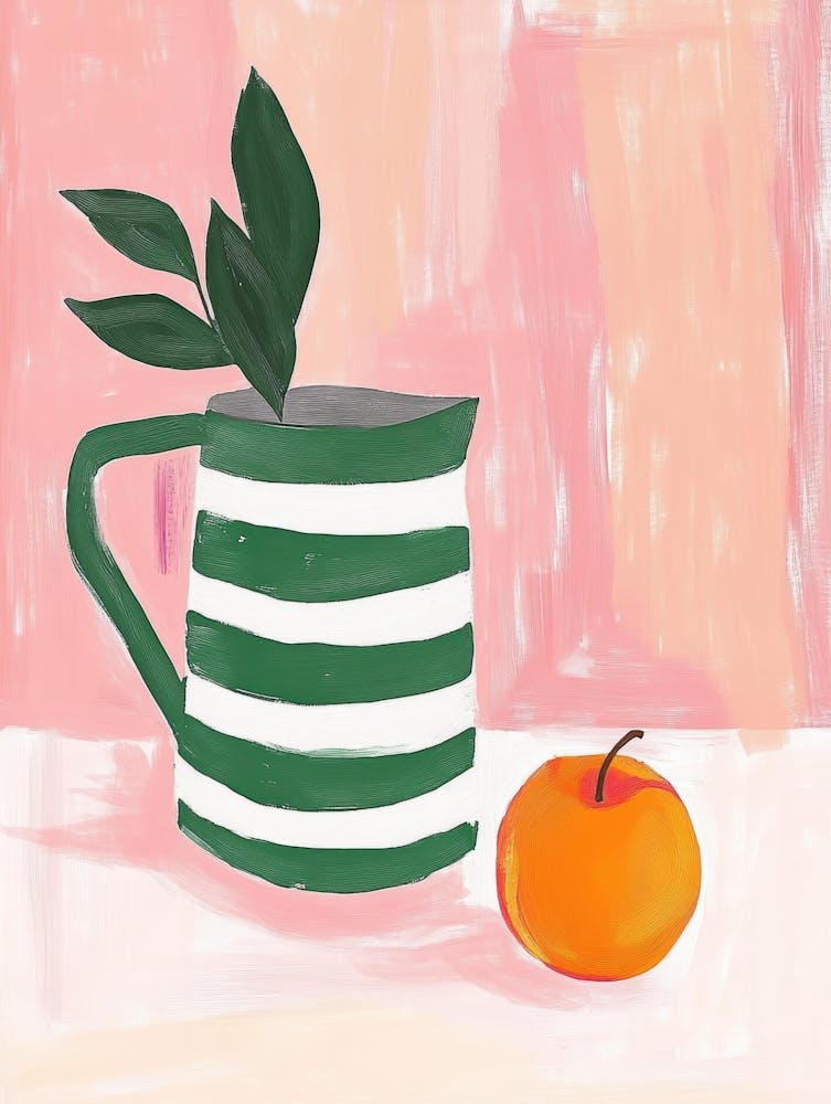 Striped Pitcher And Orange