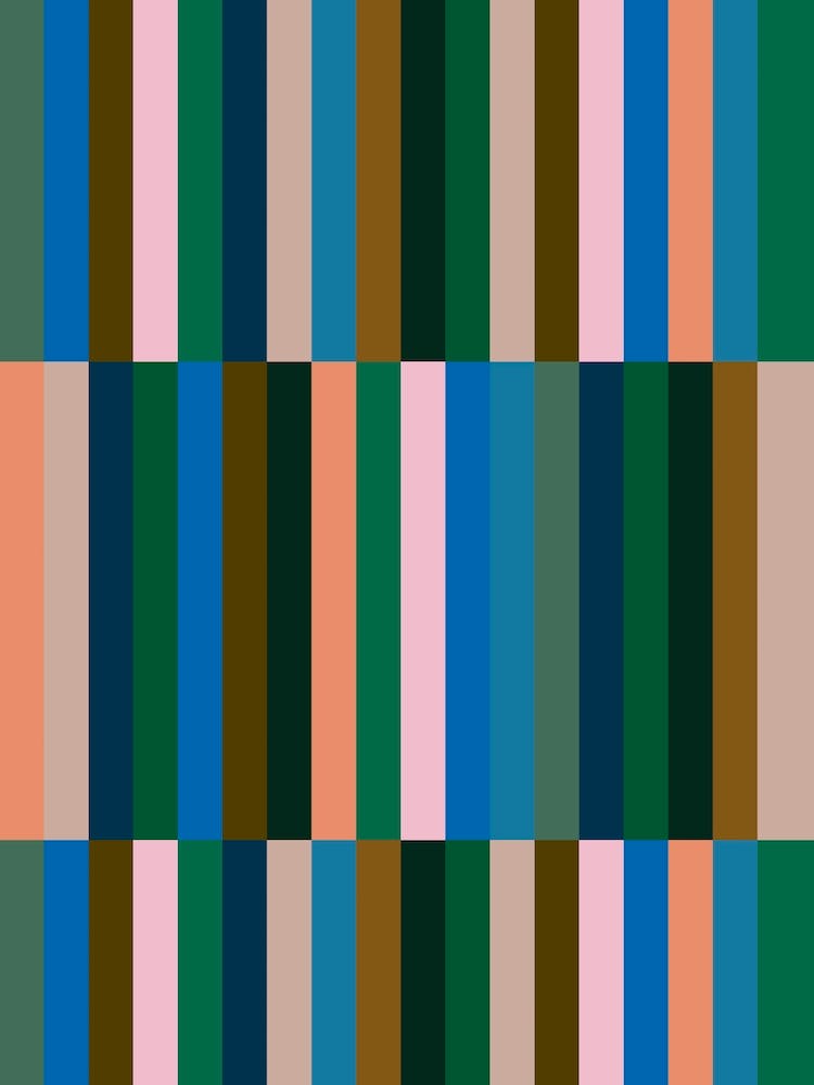 Geometric Stripes Multi Neutral Blue and Brown