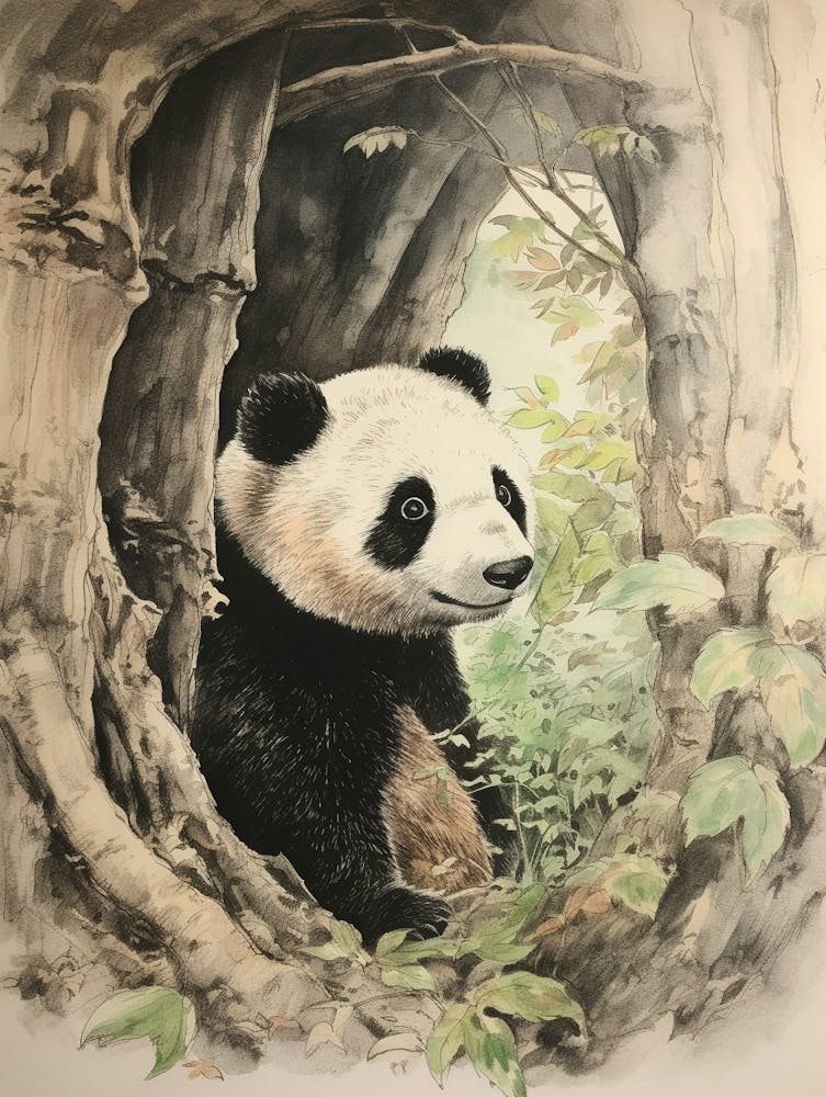 Storybook Animal Watercolour Giant Panda 3