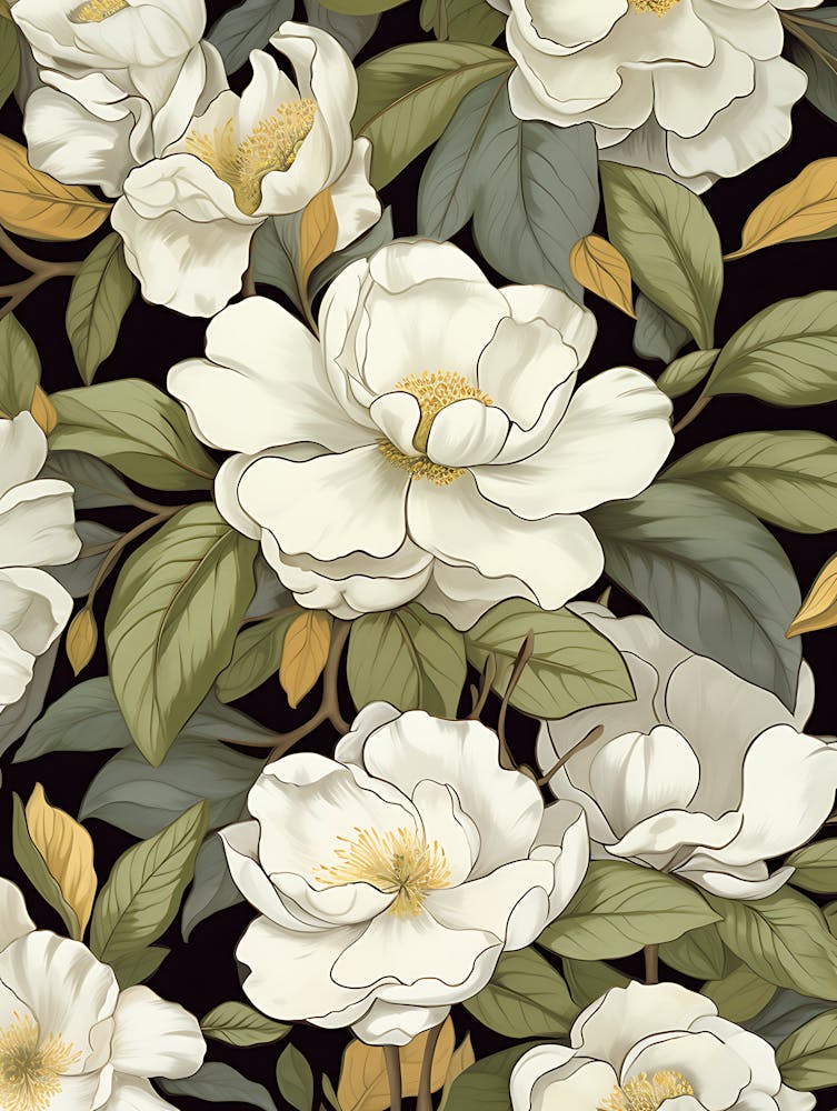 Fleurs Blanches Sur Fond Noir 1