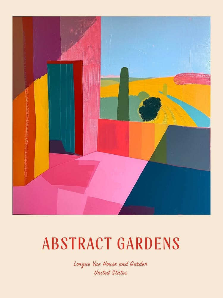 Colourful Gardens Longue Vue House And Garden Usa 1 Red Poster