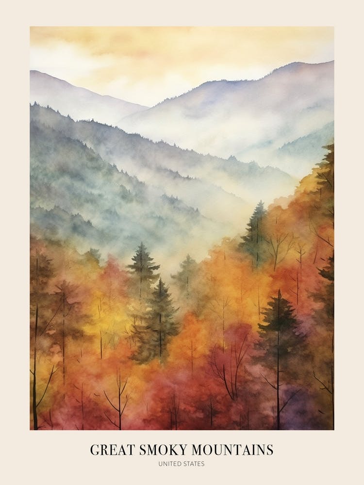 Autumn Forest Landscape Great Smoky Mountains National Park Poster