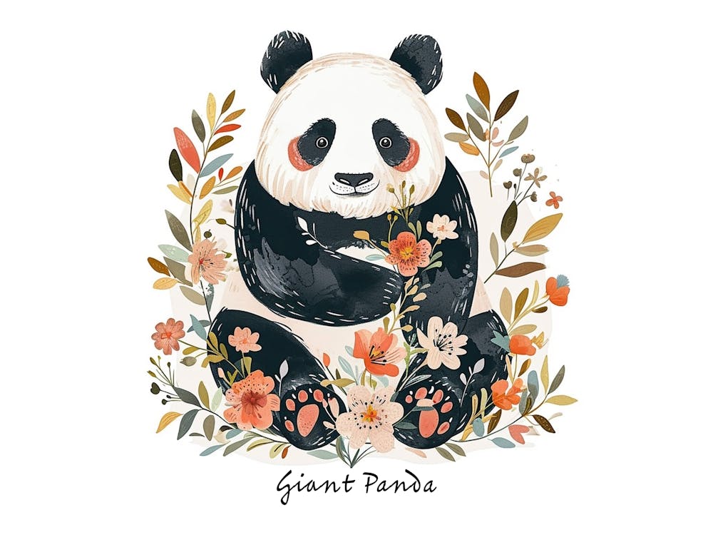 Little Floral Giant Panda 3 Poster