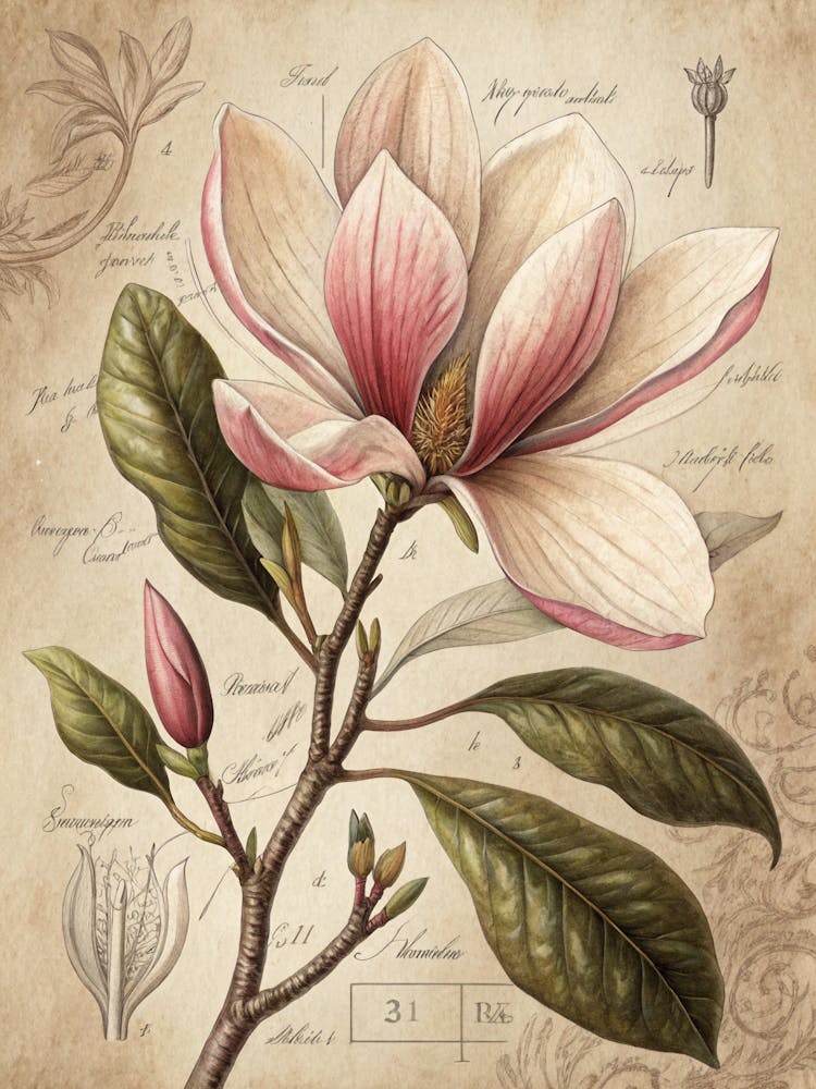 Oil Painting Style Botanical Wall Art Of A Bloomin