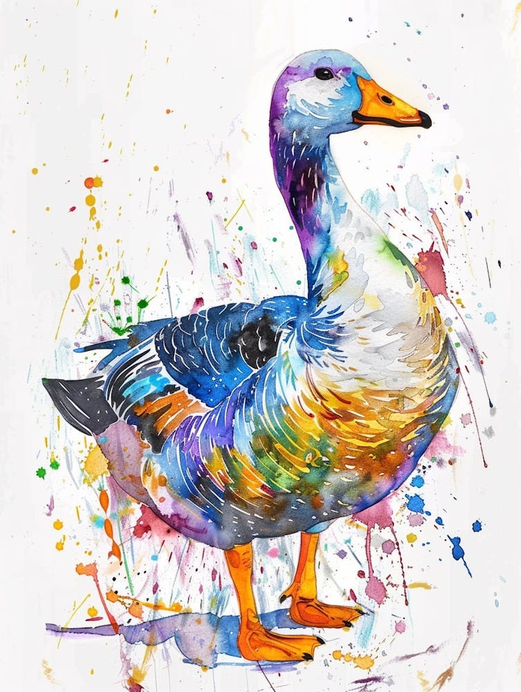 Goose Colourful Watercolour 2