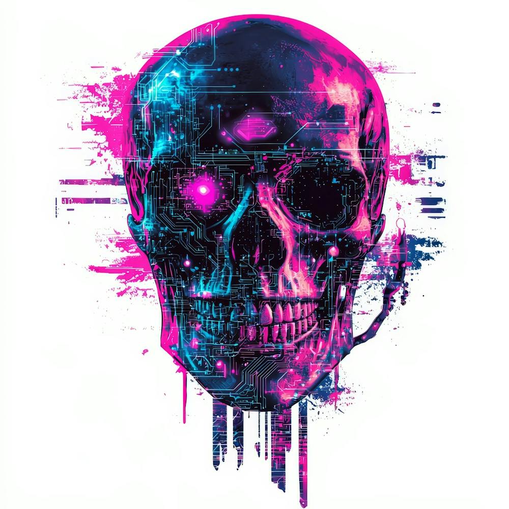 Skull In Pink And Purple.Generated AI. Wall