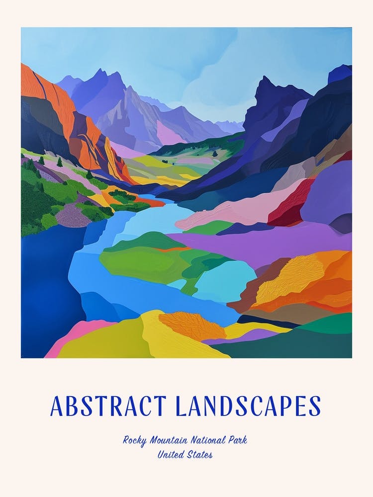 Colourful Abstract Rocky Mountain National Park Usa 3 Poster Blue