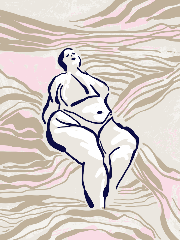 Follow the lines Serene woman in the water