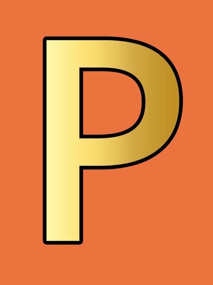 Letter P Gold Alphabet Orange