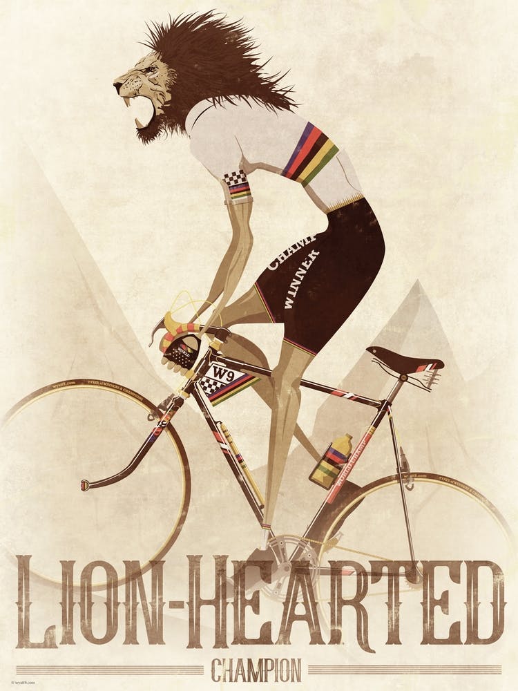 Lion Hearted Vintage Style Cyclist