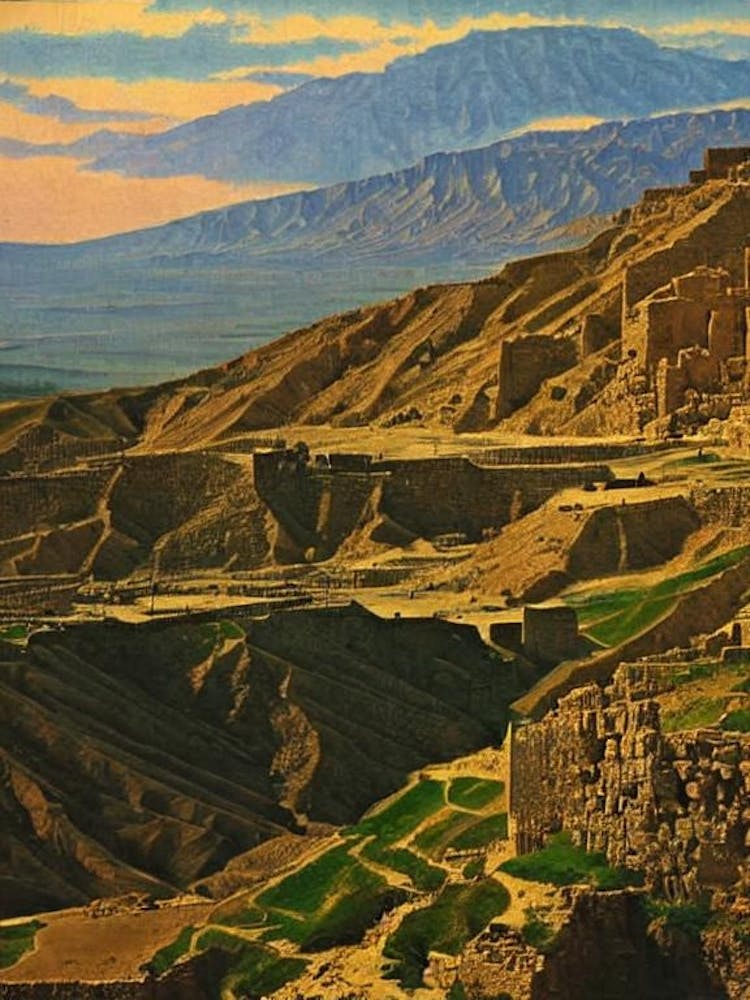Masada National Park Israel Vintage Poster