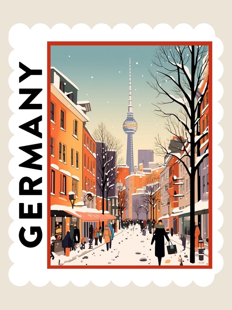 Retro Winter Stamp Poster Berlin Germany