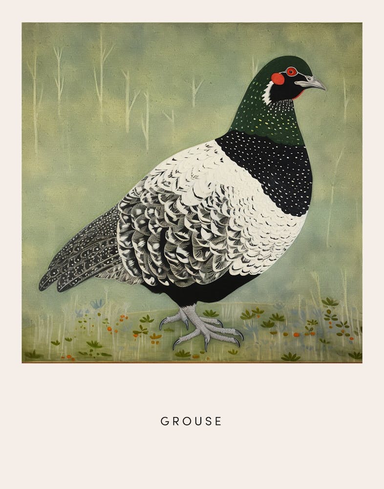 Ohara Koson Inspired Bird Painting Grouse 1 Poster
