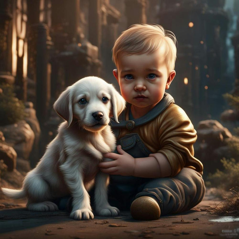 Baby with a puppy