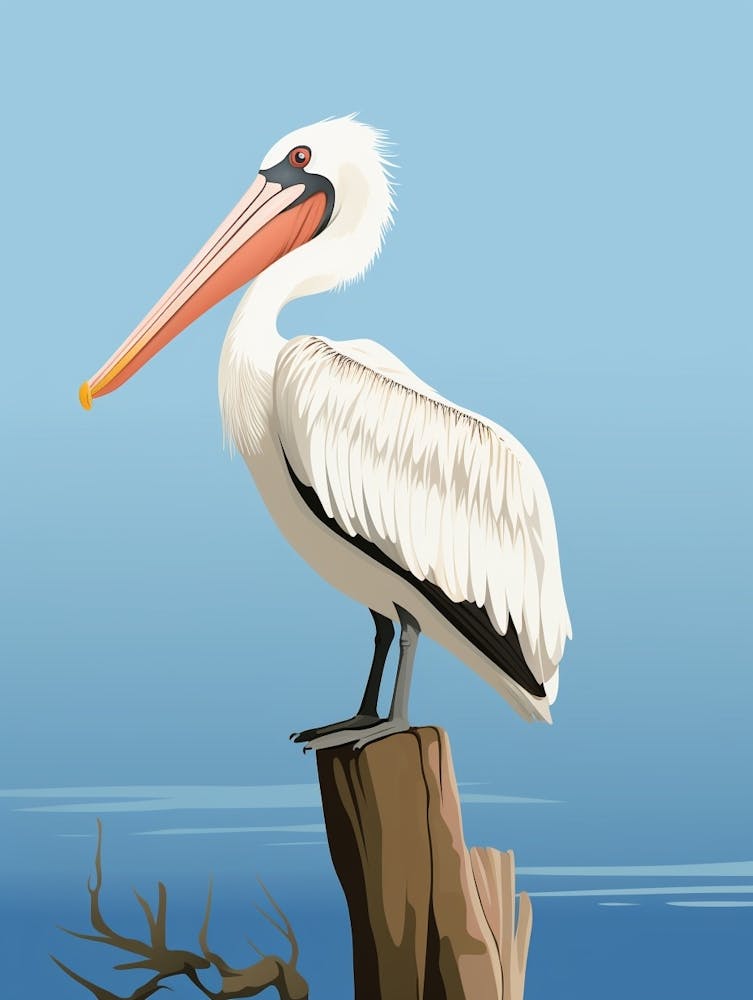 Minimalistische Brauner Pelikan 4 Illustration