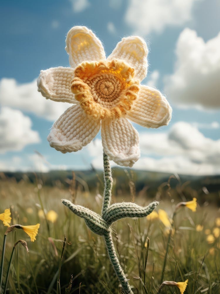 Daffodil Knitted In Crochet 1