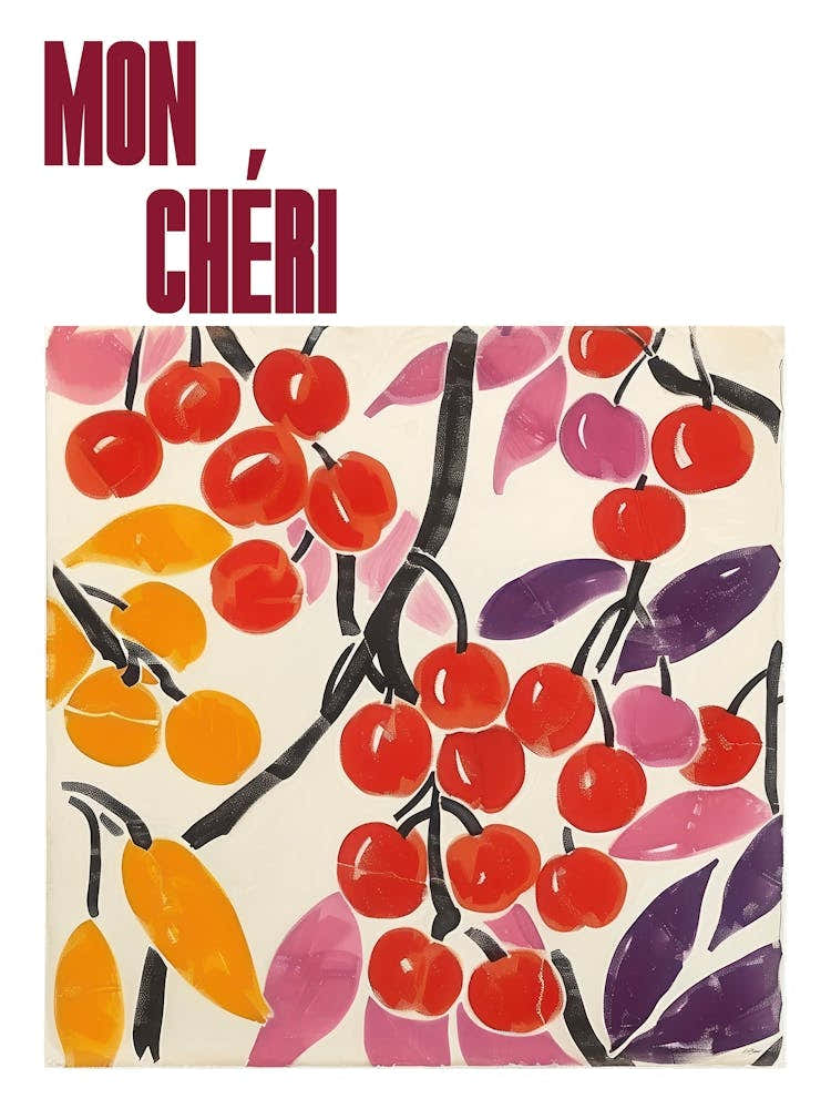 Mon Cheri Poster Cherries Matisse Style 15