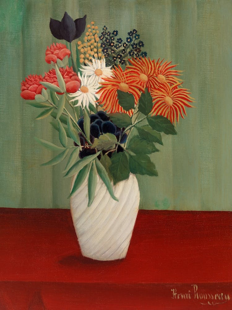 Bouquet Of Flowers With China Asters And Tokyos, Henri Rousseau