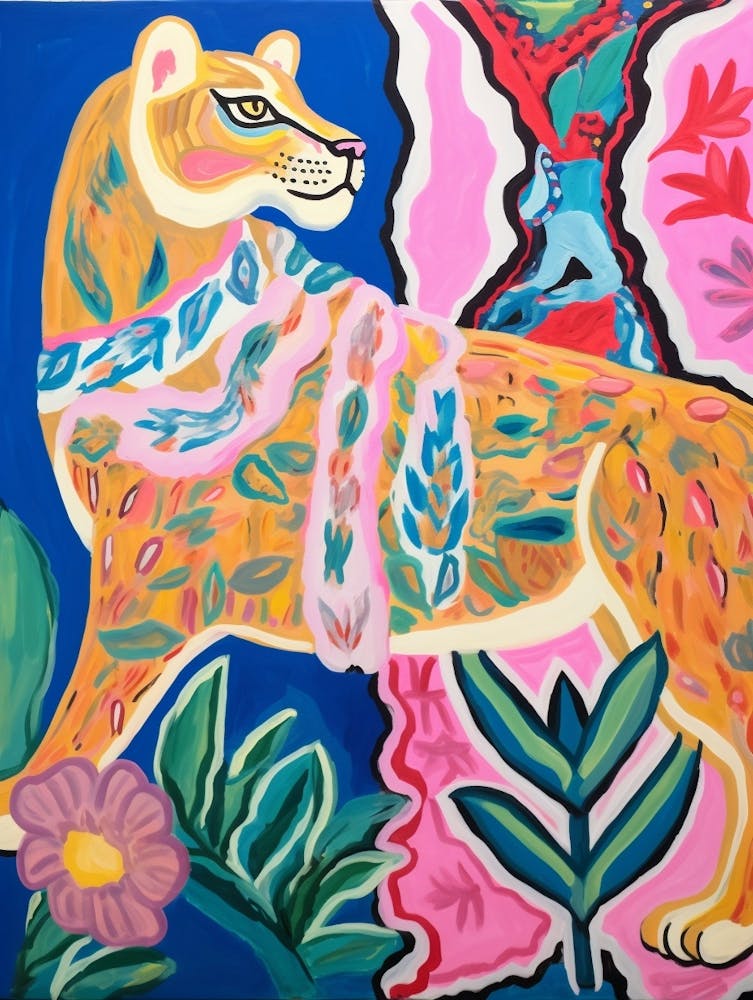 Maximalist Animal Painting Cougar 2
