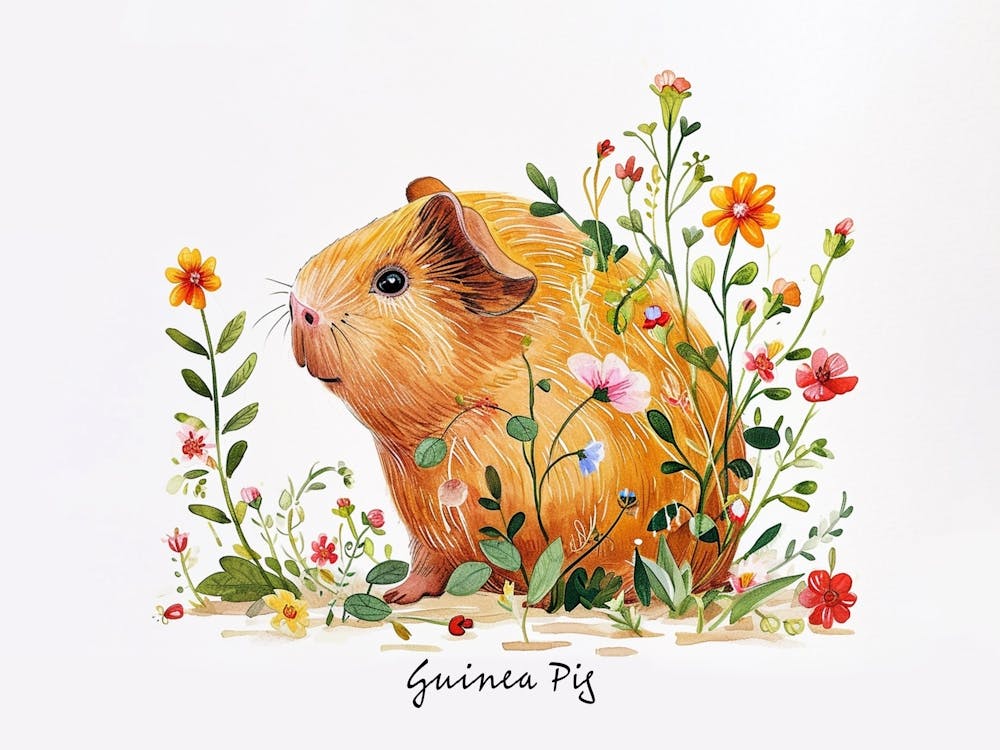 Little Floral Guinea Pig 1 Poster