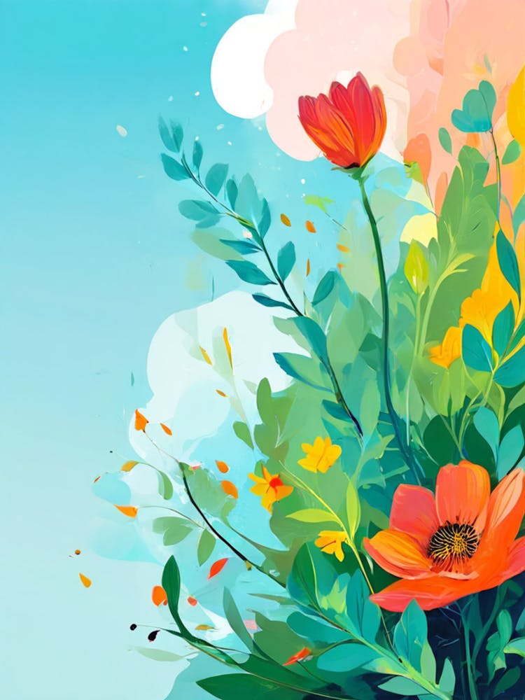 Blumen auf blauem Himmel